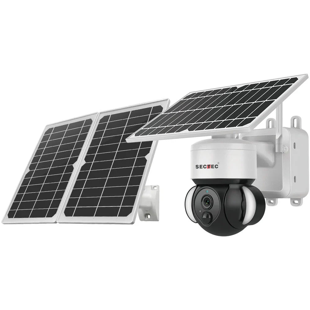 SECTEC Outdoor Solar WLAN Sicherheitskamera, Full-Day-Aufzeichnung, Farb-Nachtsicht, PIR-Bewegungserkennung, batteriebetrieben, IP66 wasserdicht