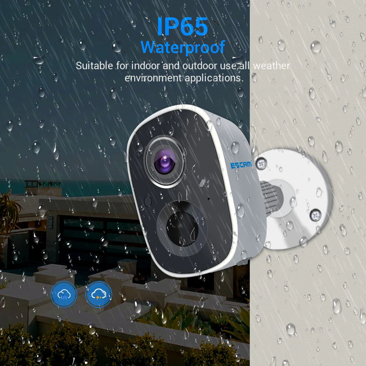 ESCAM G14 3MP HD WiFi IP-Kamera mit KI-Erkennung, H.265, wiederaufladbare Batterie, PIR-Bewegungserkennung, Cloud-Speicher, Nachtsicht, Gegensprechfunktion