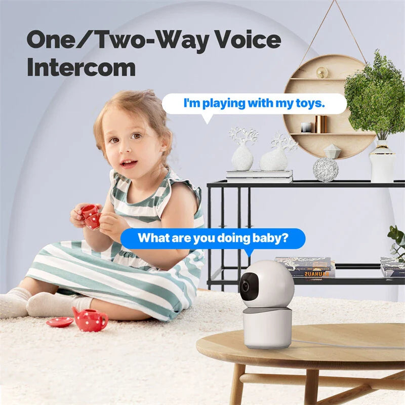 MoesHouse 3MP HD WiFi PTZ Sicherheitskamera - Indoor Infrarot Nachtsicht, Bewegungserkennung, Zwei-Wege-Intercom
