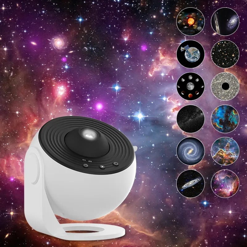 AstroAura Himmelsprojektor | 360° Drehbar | 12 Szenen | HD-Sternenhimmel