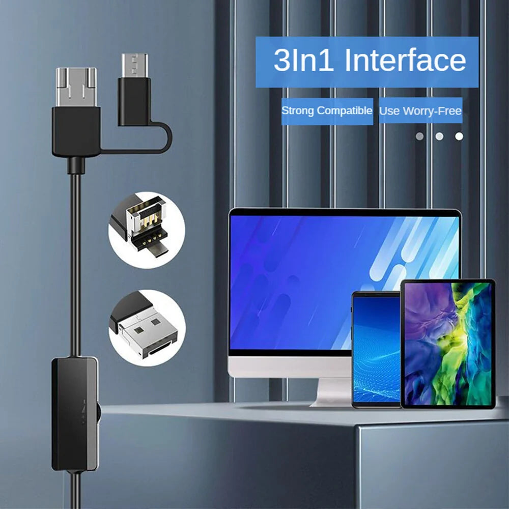 Dual-Linsen-Endoskopkamera AN100 - Wasserdicht IP68, 9 LED, Weiches/Starres Kabel für Smartphone (5,5 mm/8 mm)