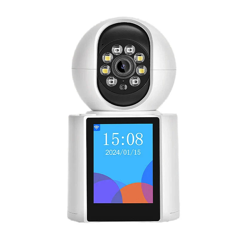 Guudgo 3MP WLAN PTZ IP Dome Kamera mit 2,8 IPS Bildschirm, Nachtsicht, humanoider Verfolgung, Alarmbenachrichtigung, Babyphone, iCSEE APP, Gegensprechanlage und Fernbedienung