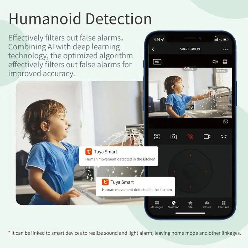 Tuya 360° Drahtlose Smart WiFi Kamera 1080P Innenbewegungsverfolgung, Cloud-Speicher Babyphone & Sicherheitsüberwachung