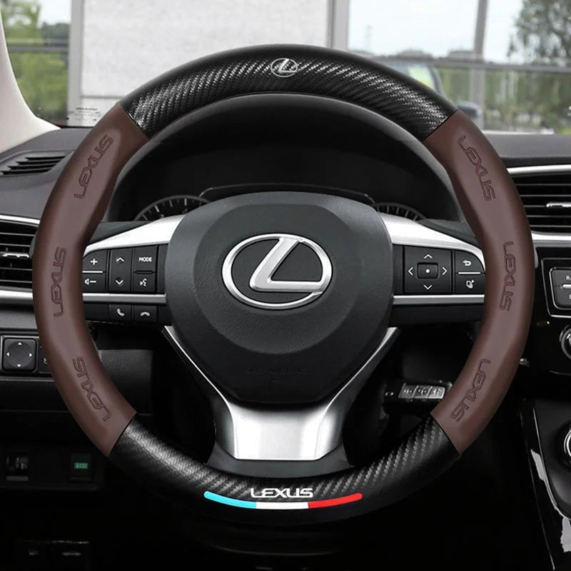 Anti-Rutsch 3D Prägung Kohlefaser Leder Auto Lenkradbezug Universelle Passform