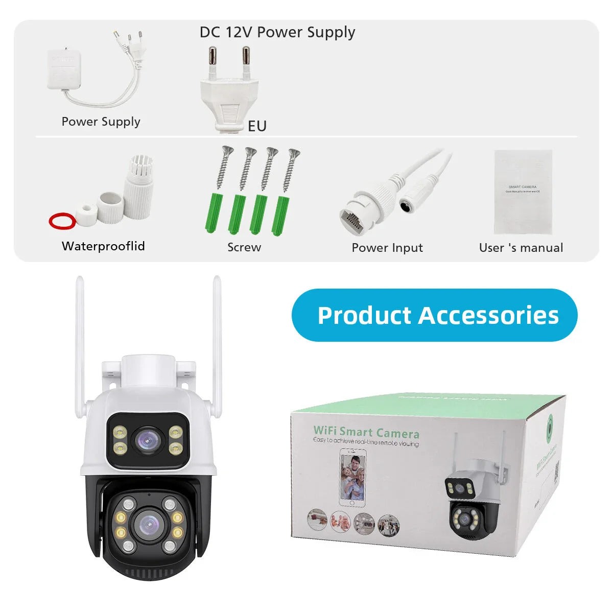 6MP Dual Lens 4K WiFi IP-Kamera, Menschenerkennung, Auto-Tracking, Outdoor-Drahtlos-CCTV, Onvif-kompatibel