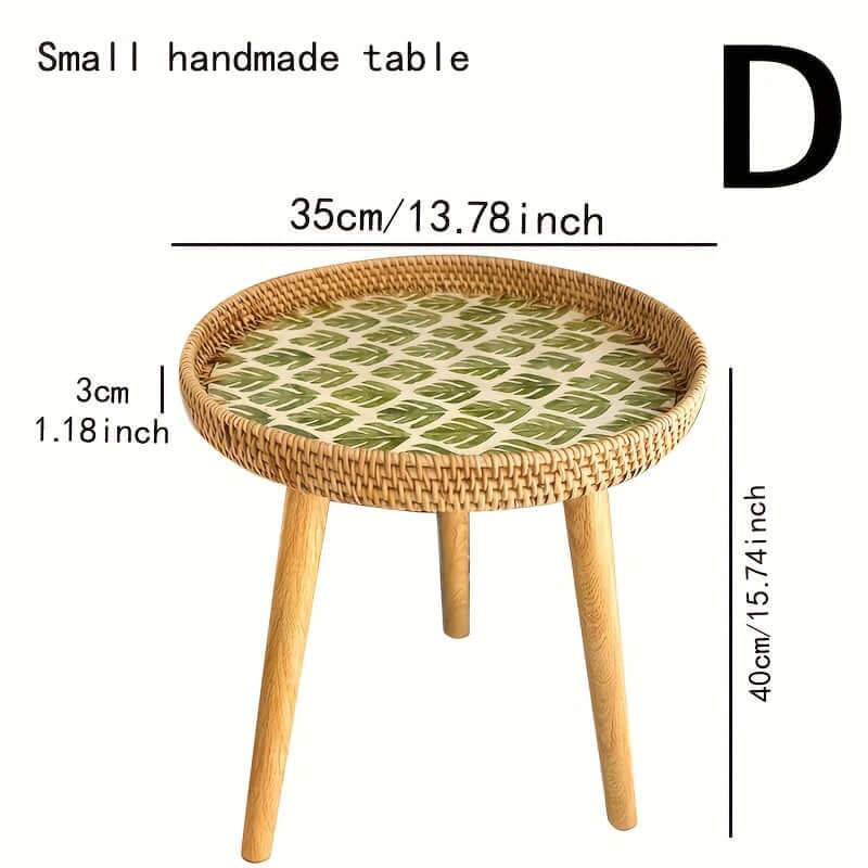 Rattan Beistelltisch Rund - Naturholz