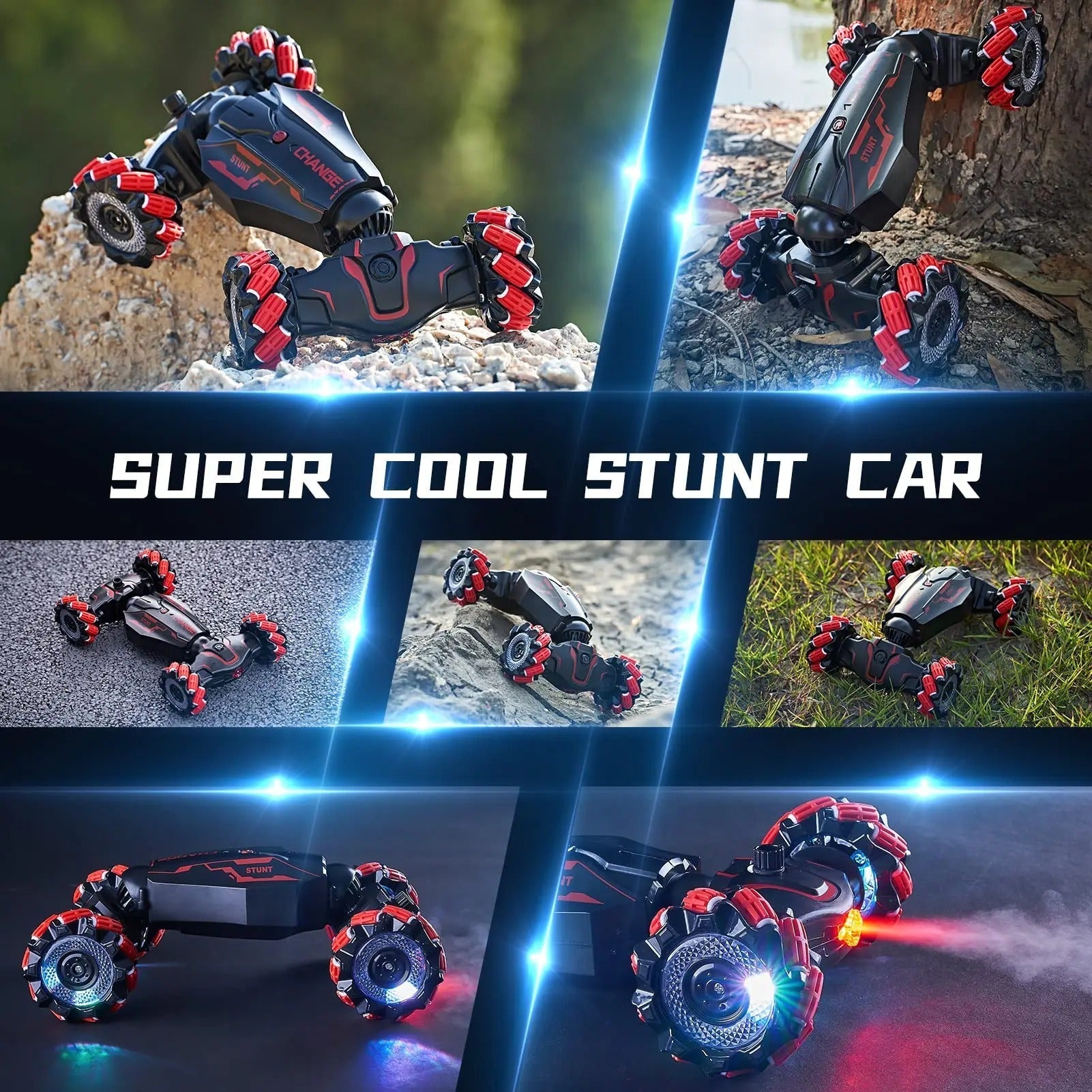 RC Stunt Auto 4WD mit Handsteuerung 360° Drehung LED Musik Spray bis 25km/h