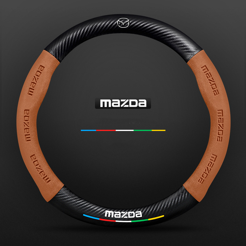 Anti-Rutsch 3D Prägung Kohlefaser Leder Auto Lenkradbezug Universelle Passform