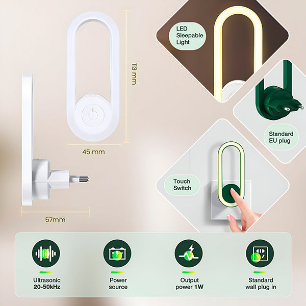 Nachtlicht LED mit Insektenschutz durch Ultraschall