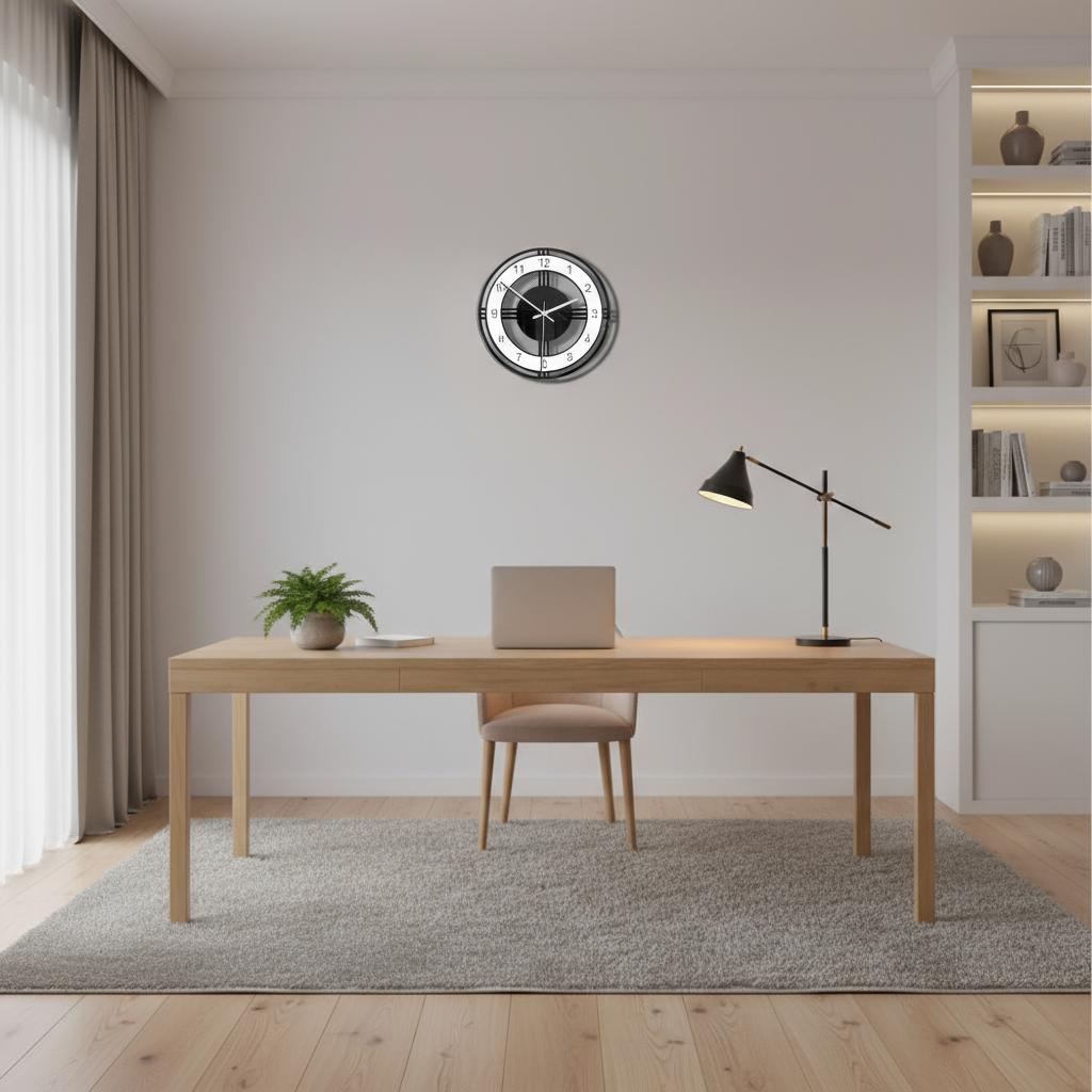 Schwarze Wanduhr | Moderne Wanddekoration für Wohnzimmer