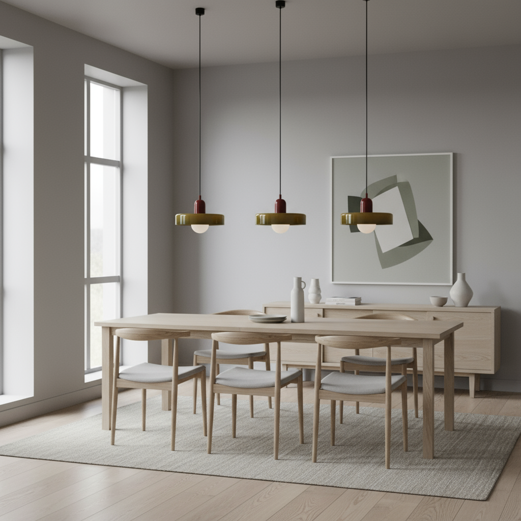 Bauhaus Pendelleuchte aus Farbglas