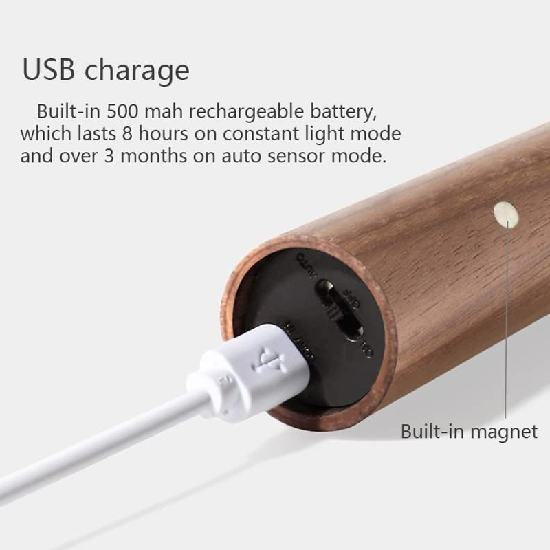 Holz USB wiederaufladbare magnetische Bewegungssensor Nachtlicht für Flure, Schlafzimmer usw.