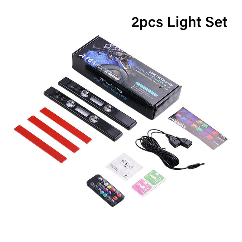 LED RGB Auto Ambient Atmosphäre Drahtloses Dach- & Fußlicht mit USB-Anschluss