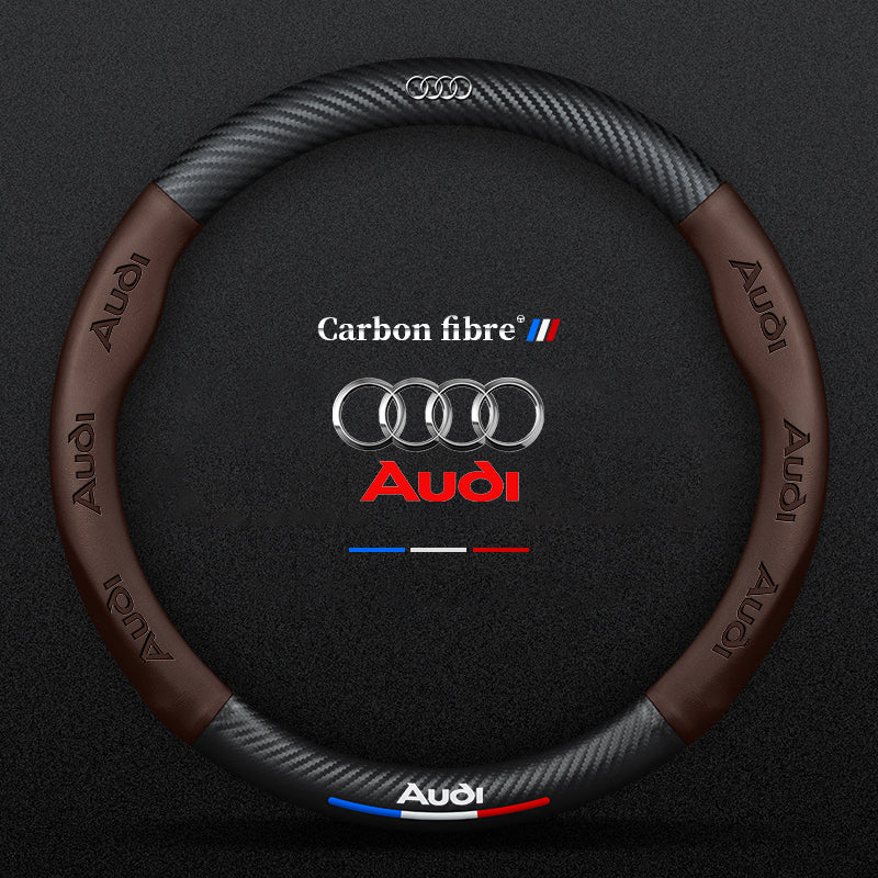 Anti-Rutsch 3D Prägung Kohlefaser Leder Auto Lenkradbezug Universelle Passform