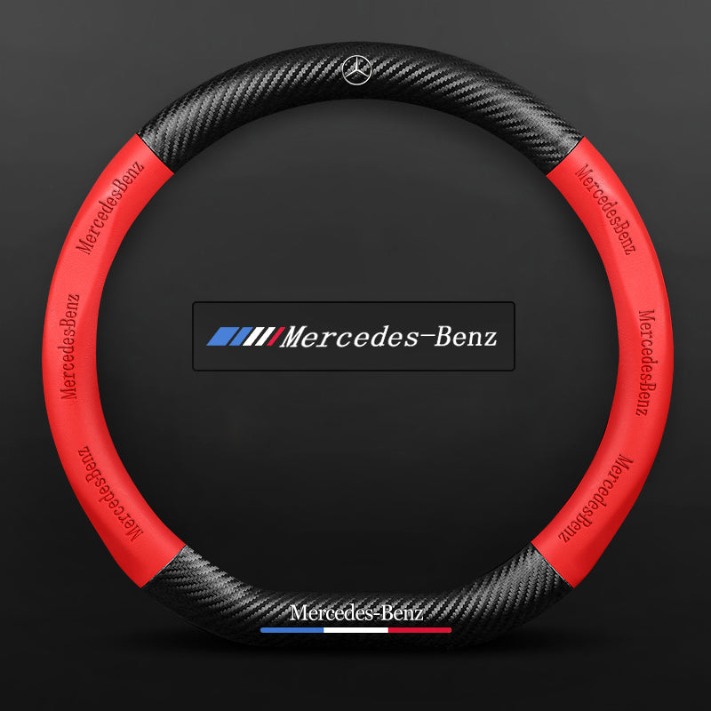 Anti-Rutsch 3D Prägung Kohlefaser Leder Auto Lenkradbezug Universelle Passform