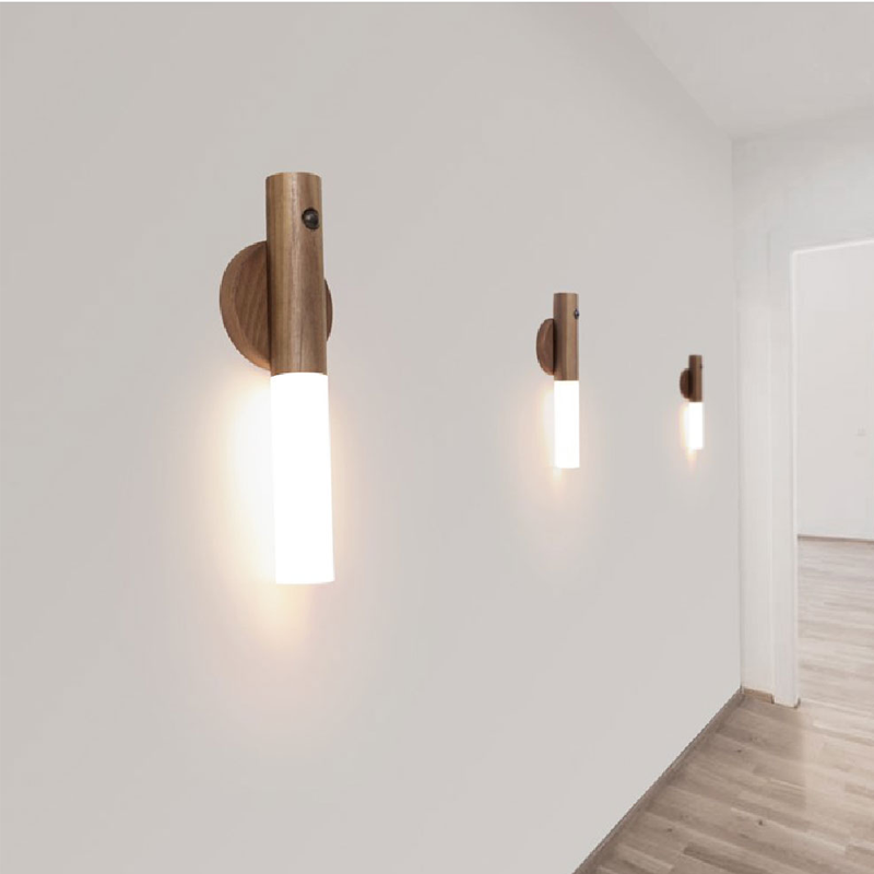 Holz USB wiederaufladbare magnetische Bewegungssensor Nachtlicht für Flure, Schlafzimmer usw.