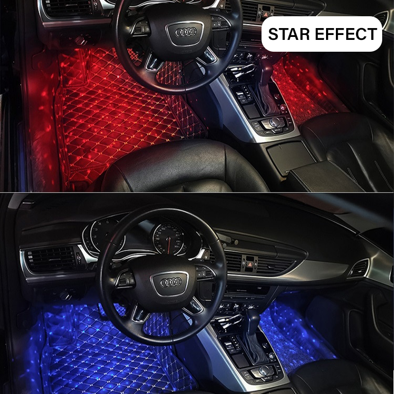 LED RGB Auto Ambient Atmosphäre Drahtloses Dach- & Fußlicht mit USB-Anschluss