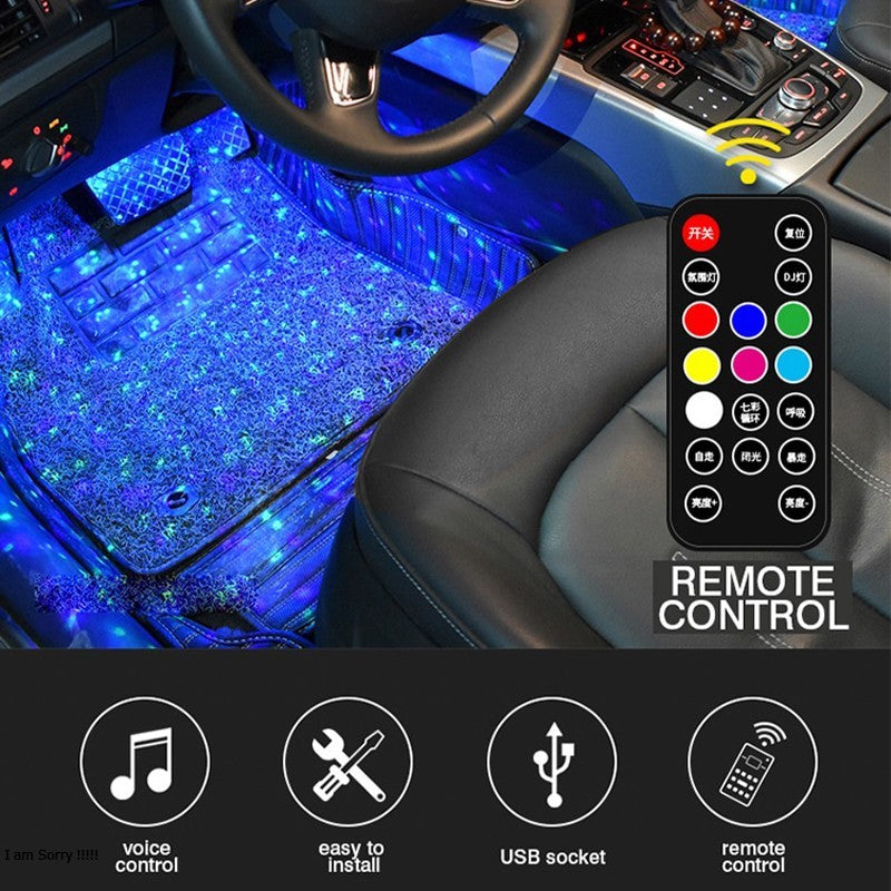 LED RGB Auto Ambient Atmosphäre Drahtloses Dach- & Fußlicht mit USB-Anschluss