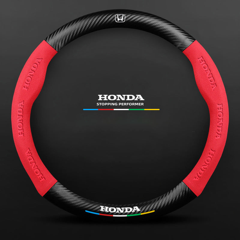 Anti-Rutsch 3D Prägung Kohlefaser Leder Auto Lenkradbezug Universelle Passform