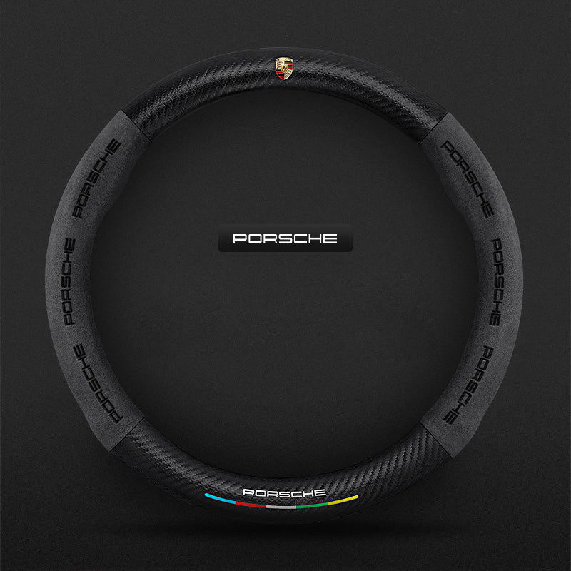 Anti-Rutsch 3D Prägung Kohlefaser Leder Auto Lenkradbezug Universelle Passform