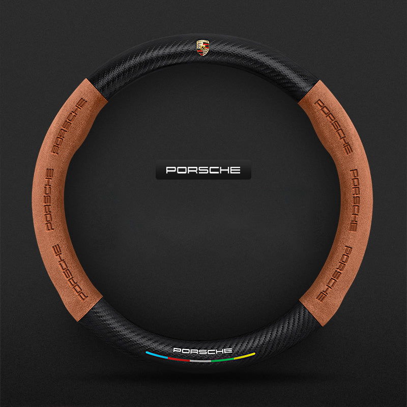 Anti-Rutsch 3D Prägung Kohlefaser Leder Auto Lenkradbezug Universelle Passform