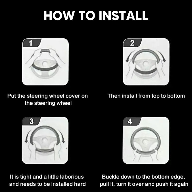 Anti-Rutsch 3D Prägung Kohlefaser Leder Auto Lenkradbezug Universelle Passform