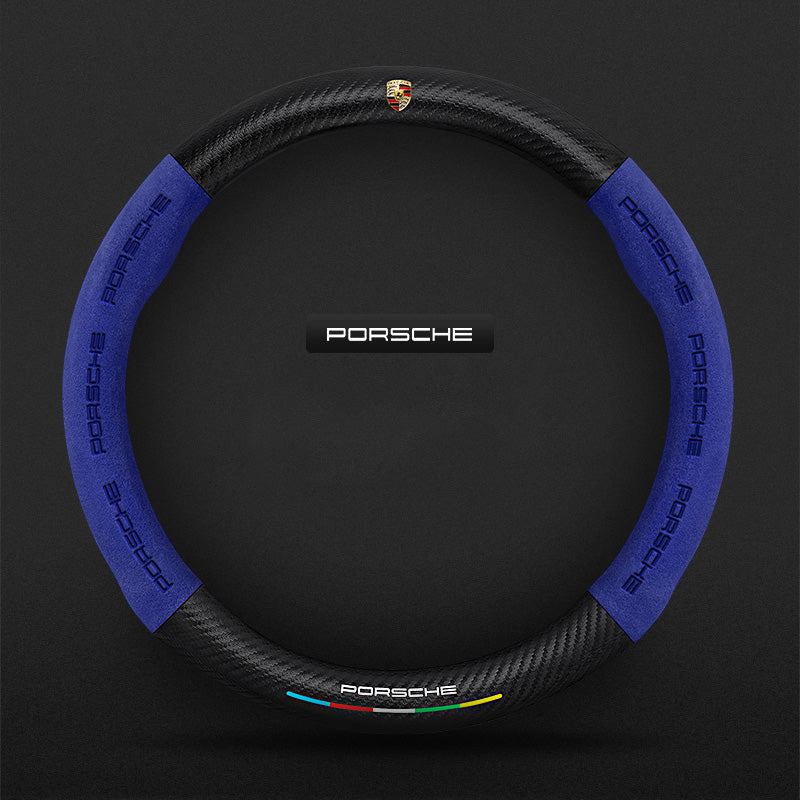 Anti-Rutsch 3D Prägung Kohlefaser Leder Auto Lenkradbezug Universelle Passform