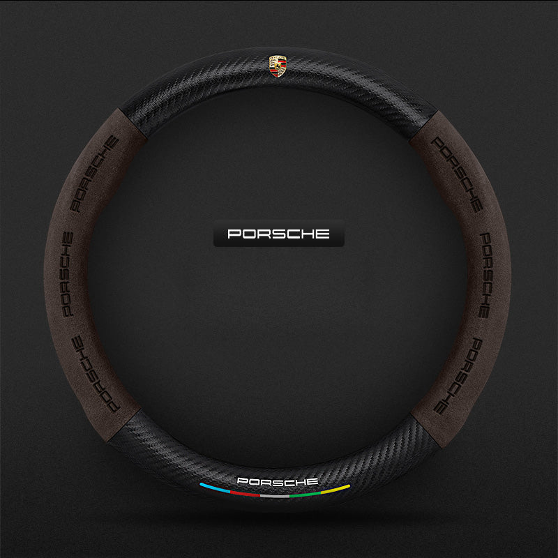 Anti-Rutsch 3D Prägung Kohlefaser Leder Auto Lenkradbezug Universelle Passform