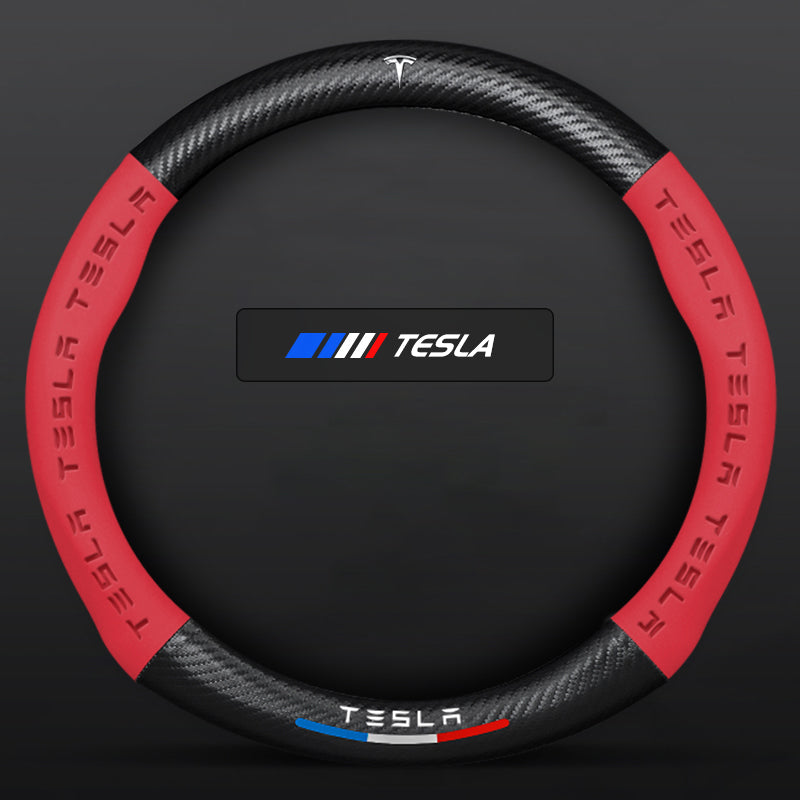 Anti-Rutsch 3D Prägung Kohlefaser Leder Auto Lenkradbezug Universelle Passform