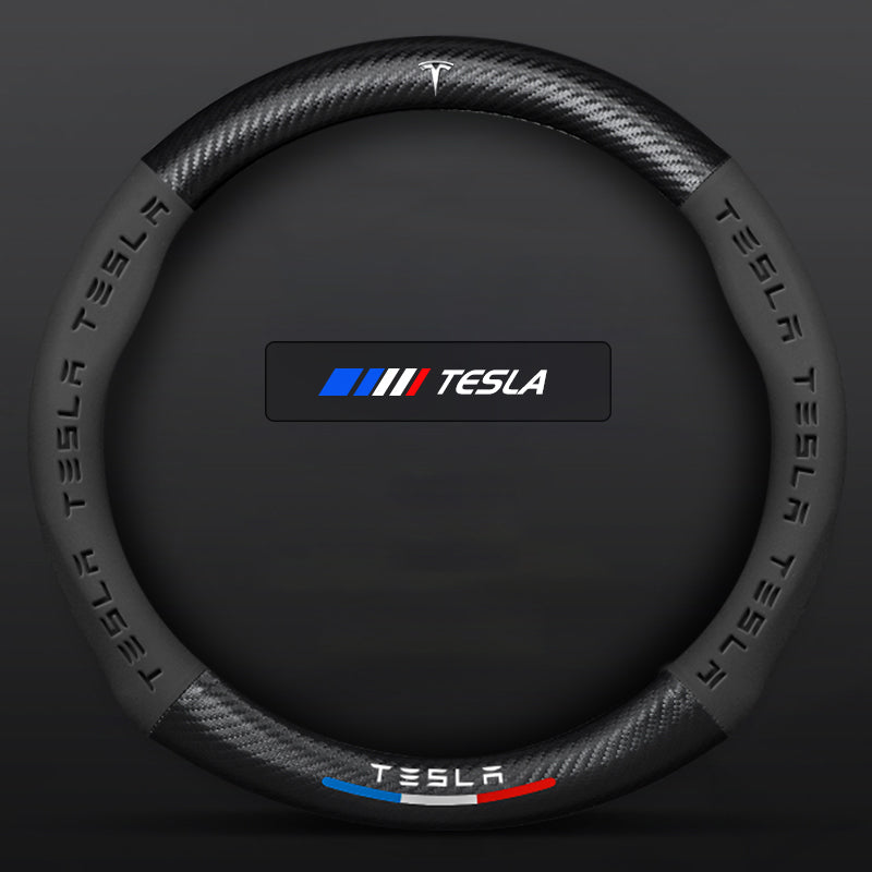 Anti-Rutsch 3D Prägung Kohlefaser Leder Auto Lenkradbezug Universelle Passform