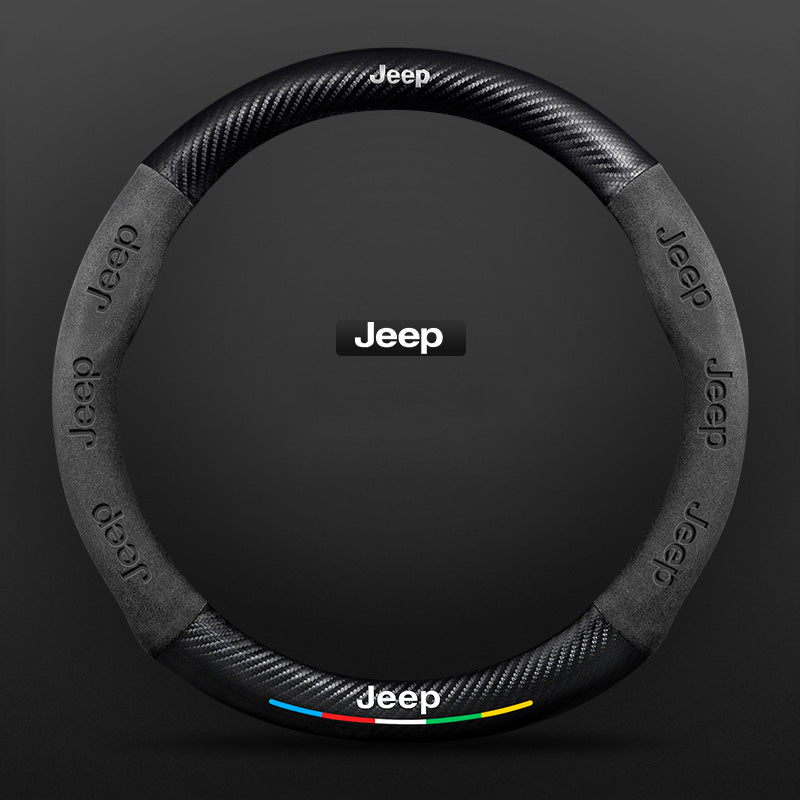 Anti-Rutsch 3D Prägung Kohlefaser Leder Auto Lenkradbezug Universelle Passform