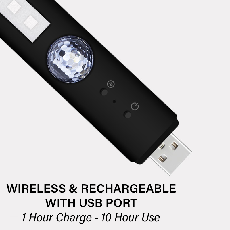 LED RGB Auto Ambient Atmosphäre Drahtloses Dach- & Fußlicht mit USB-Anschluss