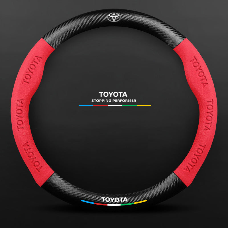 Anti-Rutsch 3D Prägung Kohlefaser Leder Auto Lenkradbezug Universelle Passform