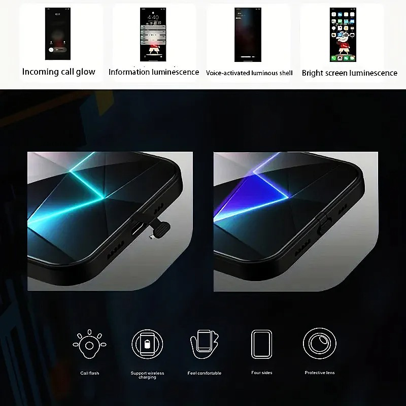 Glühendes Luminous Beleuchtetes Smart Sprachgesteuertes Cover Für Iphone & Samsung Smartphone Serie