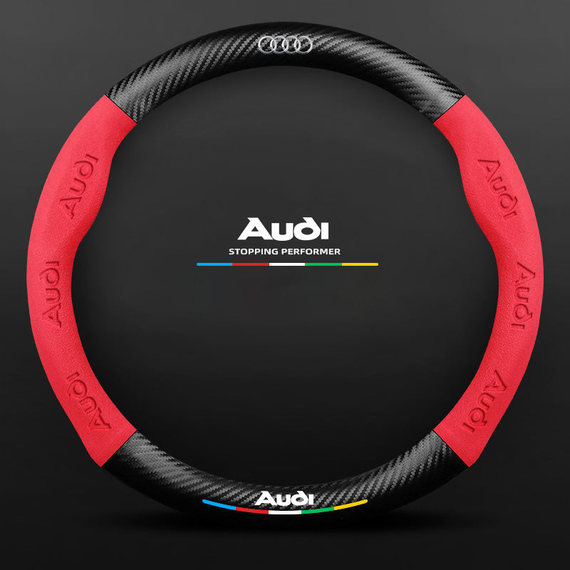 Anti-Rutsch 3D Prägung Kohlefaser Leder Auto Lenkradbezug Universelle Passform