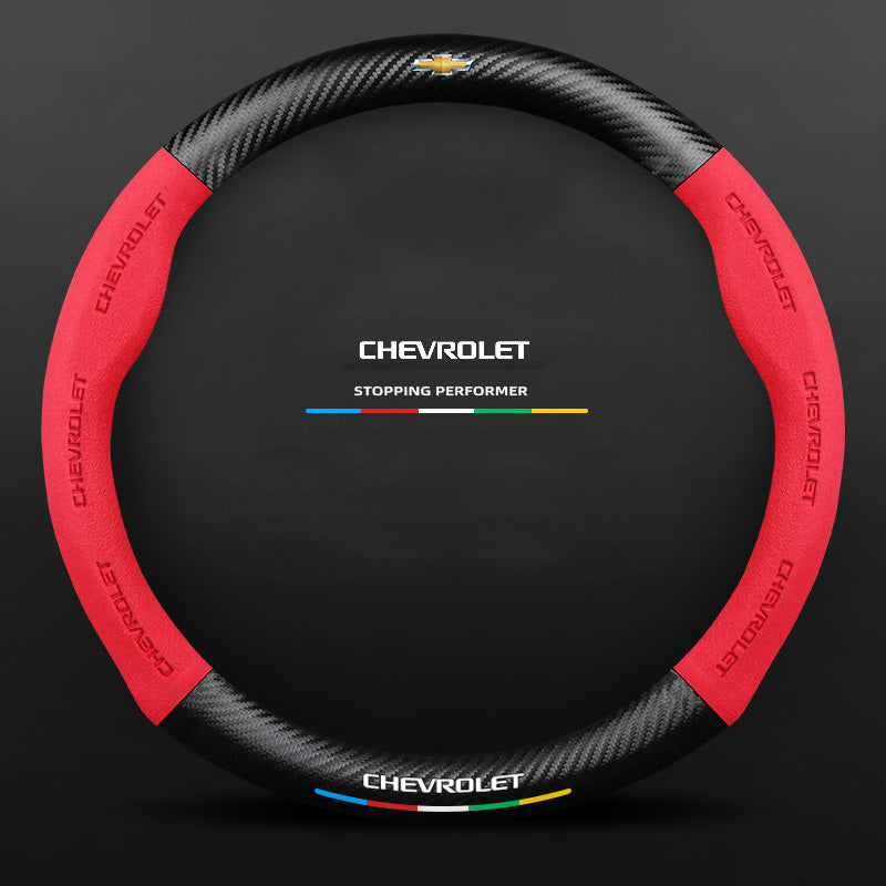 Anti-Rutsch 3D Prägung Kohlefaser Leder Auto Lenkradbezug Universelle Passform