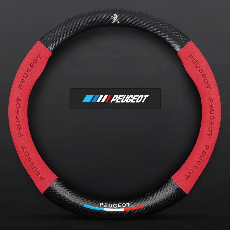 Anti-Rutsch 3D Prägung Kohlefaser Leder Auto Lenkradbezug Universelle Passform