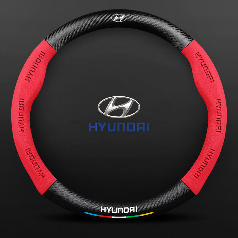 Anti-Rutsch 3D Prägung Kohlefaser Leder Auto Lenkradbezug Universelle Passform