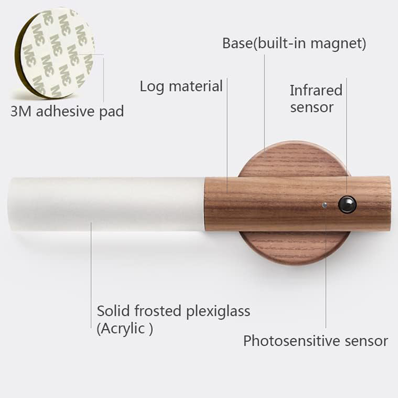 Holz USB wiederaufladbare magnetische Bewegungssensor Nachtlicht für Flure, Schlafzimmer usw.