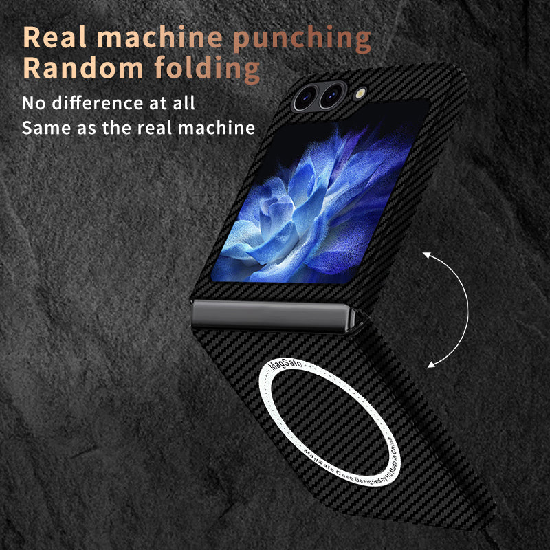 Carbonfaser Magnetische Saugdrahtlose Ladehülle Für Samsung Galaxy Z Flip 6