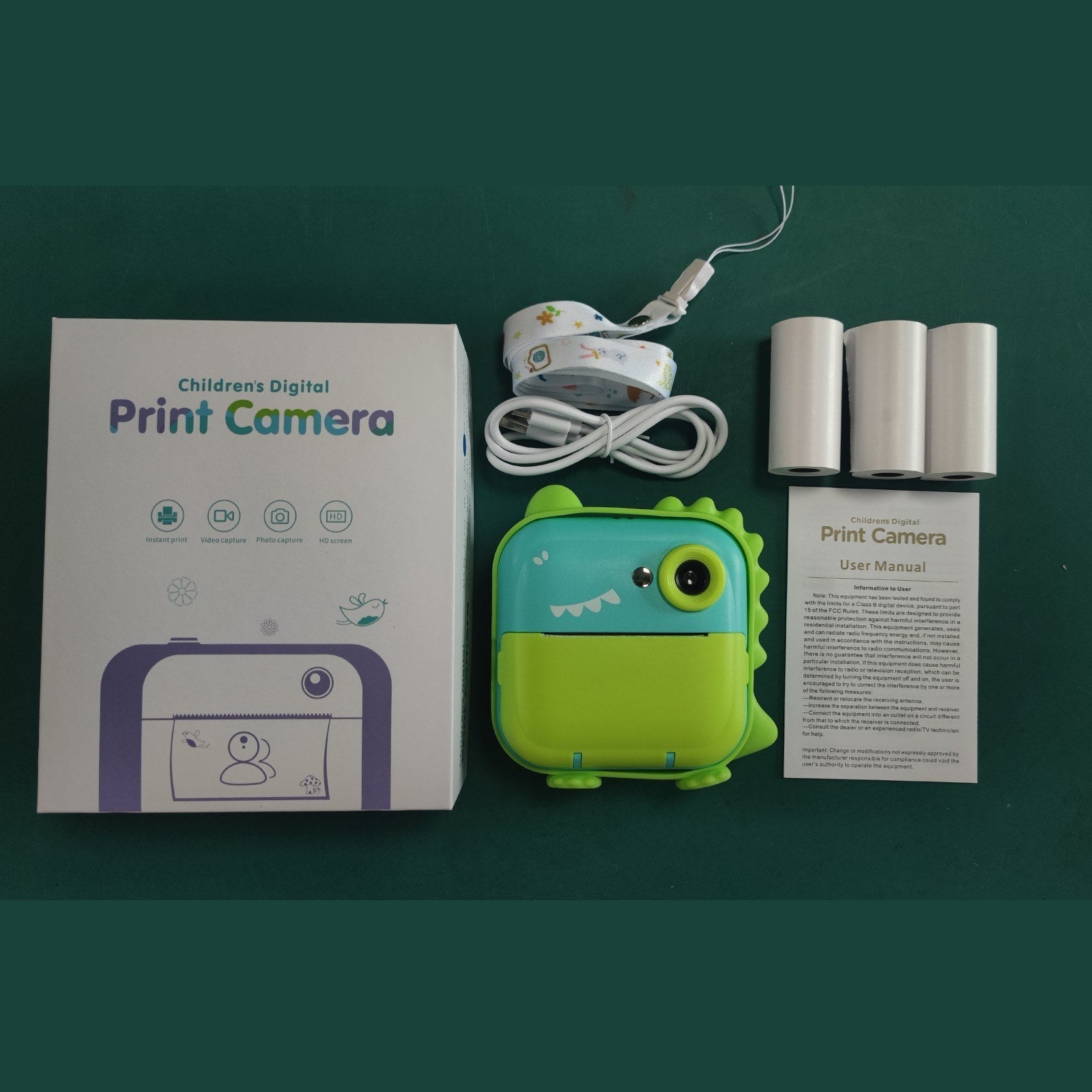 Sofortdruck Digitalkamera für Kinder - 2400W Hochauflösung, 2.4 Display, Cartoon Tintenloser Thermodrucker, Duale Linse für Jungen & Mädchen
