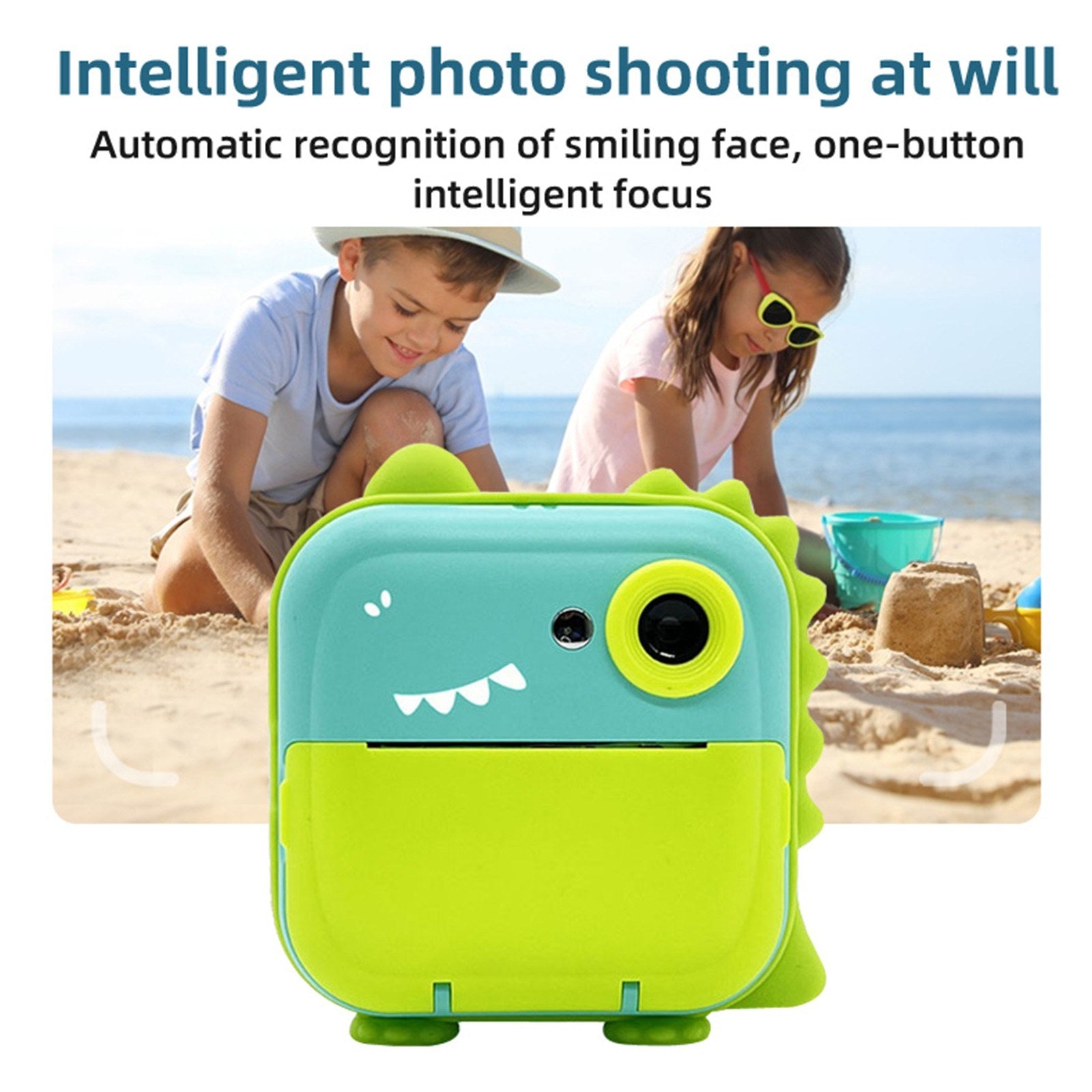 Sofortdruck Digitalkamera für Kinder - 2400W Hochauflösung, 2.4 Display, Cartoon Tintenloser Thermodrucker, Duale Linse für Jungen & Mädchen