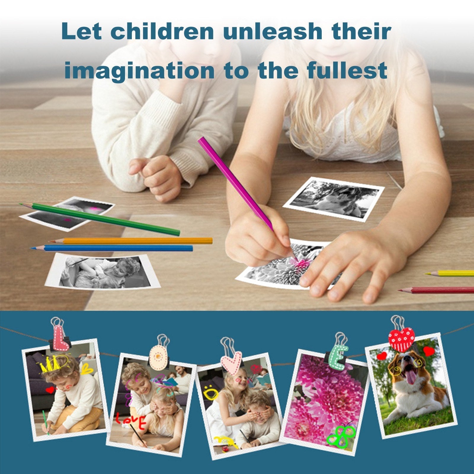 Sofortdruck Digitalkamera für Kinder - 2400W Hochauflösung, 2.4 Display, Cartoon Tintenloser Thermodrucker, Duale Linse für Jungen & Mädchen