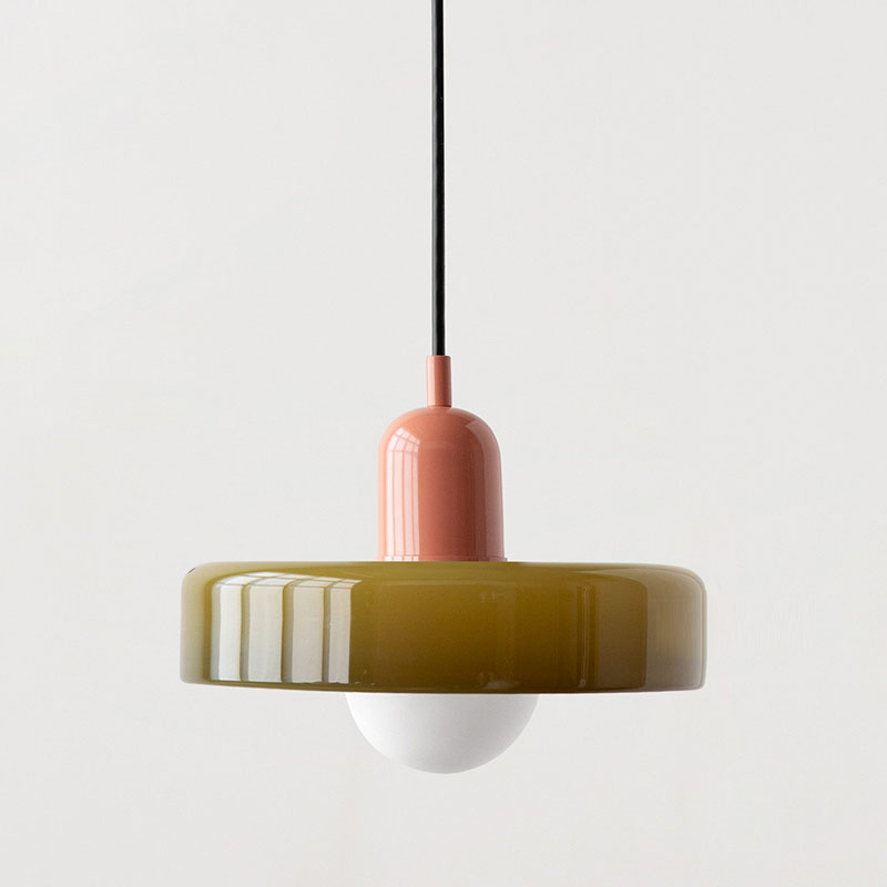 Bauhaus Pendelleuchte aus Farbglas