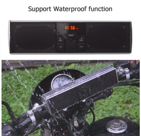 Wasserdichte Bluetooth-Motorradlautsprecher – Lenkerlautsprecher mit USB, TF, LED & App-Steuerung