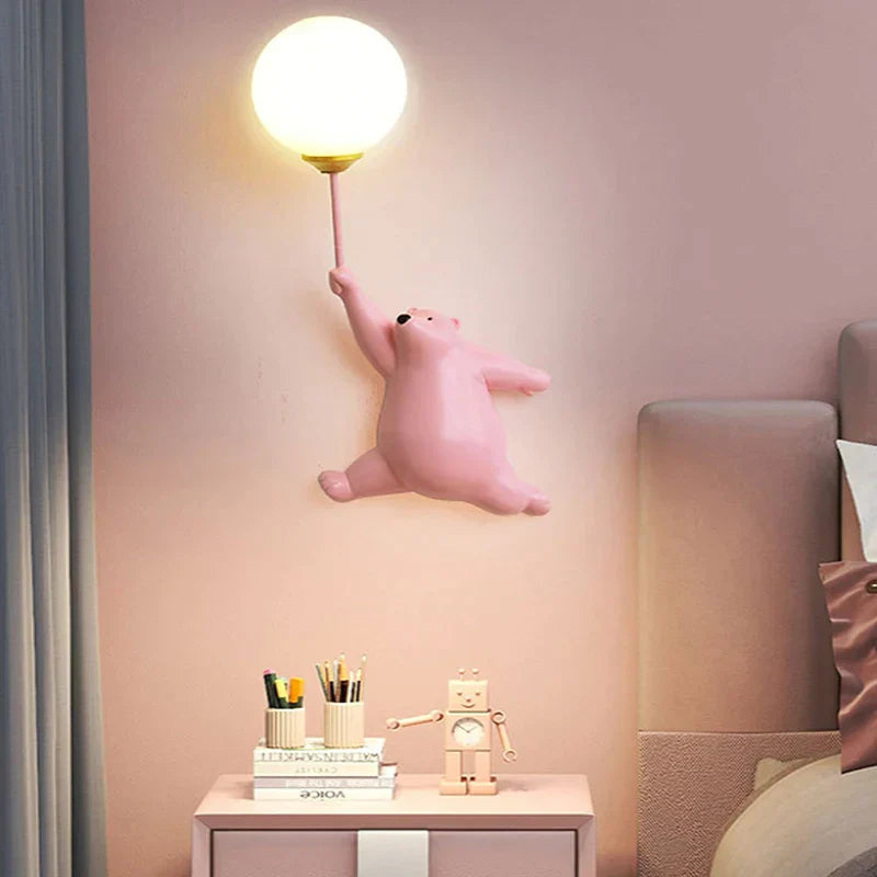 Bären-Wandlampe mit 3D-Mondlicht fürs Kinderzimmer