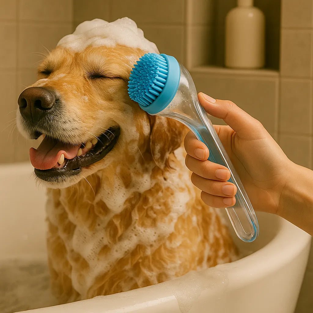 Hundebürste mit Seifenspender – Sanfte Waschbürste zur Fellreinigung & Hautpflege