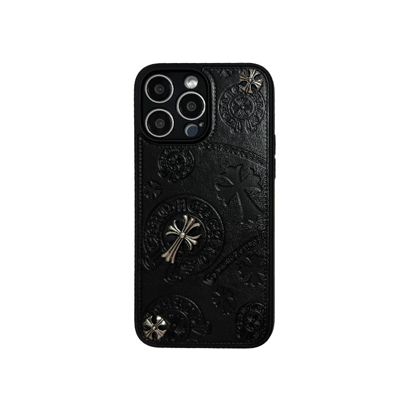 Cross Chrome Hearts Leder Handyhülle für iPhone