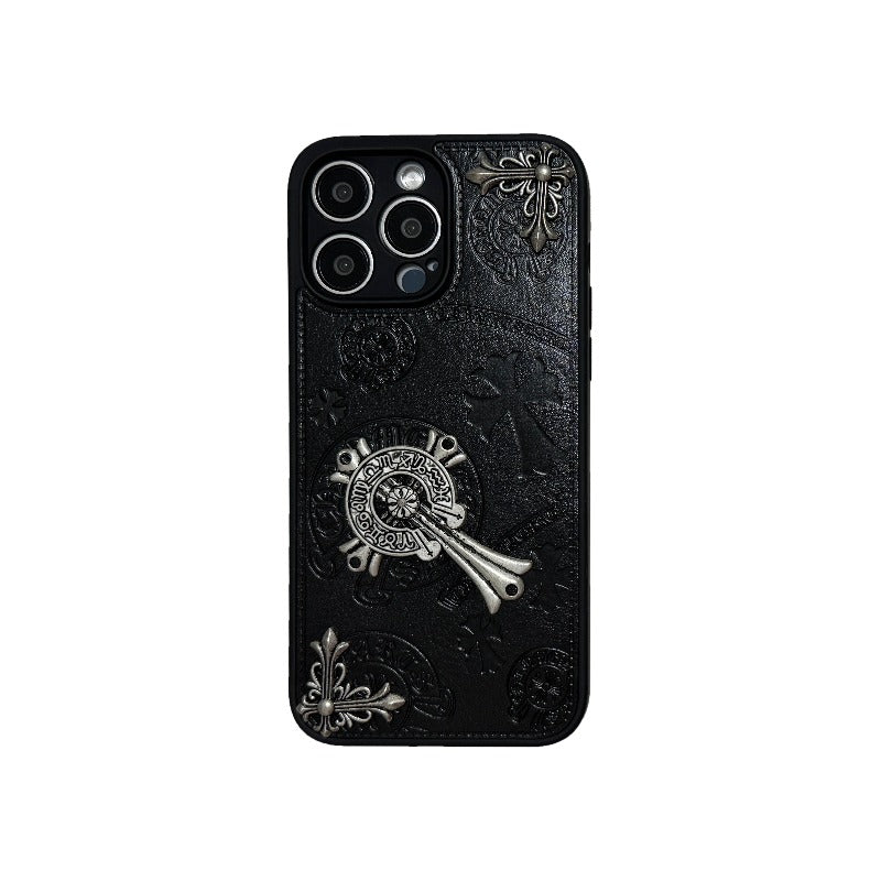 Cross Chrome Hearts Leder Handyhülle für iPhone