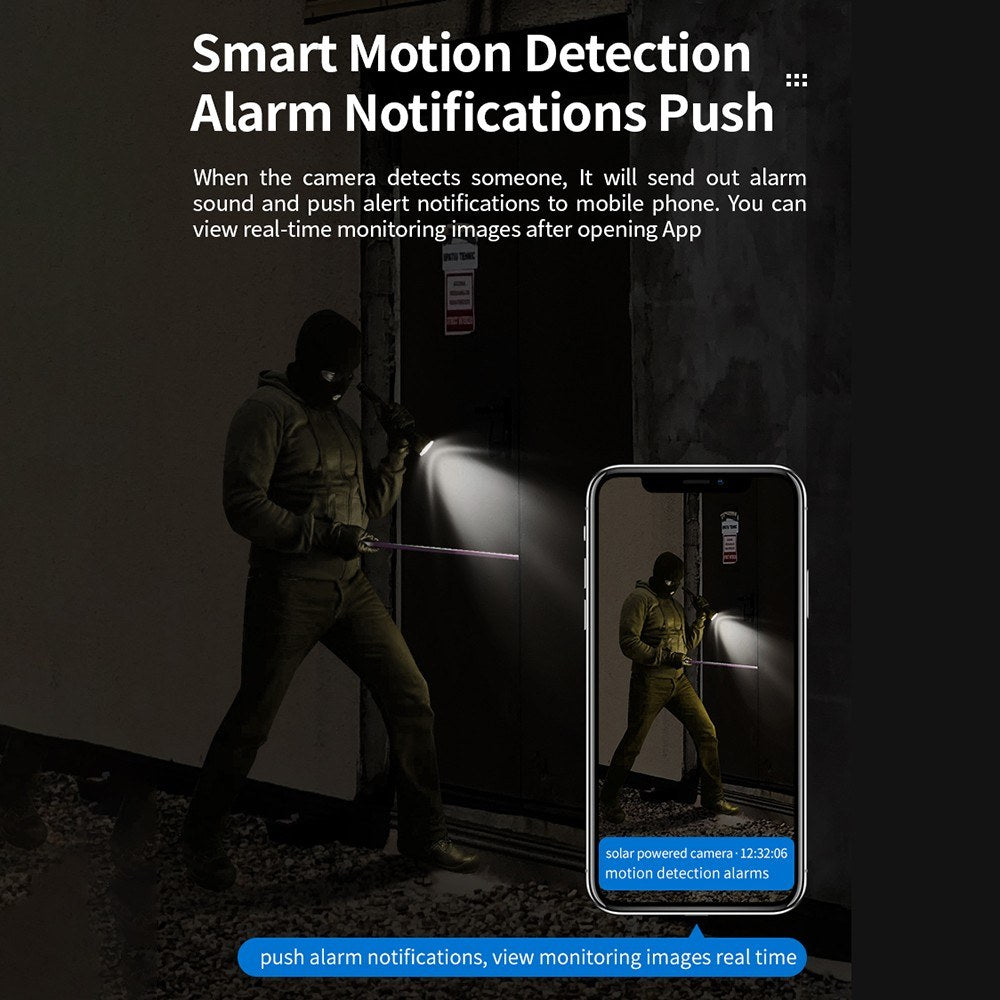 3MP Solarbetriebene Smart WiFi Sicherheitskamera mit Wandhalterung und drahtloser Überwachung